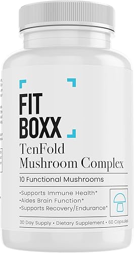 Complejo de hongos TenFold - 10 hongos funcionales con melena de león, reishi y cordyceps - Apoyo inmunológico diario, enfoque cerebral, energía