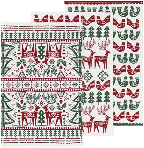 Image of Now Designs Danica Folk Forest Xmas Bakers Floursack Dishtowels, 1 EA