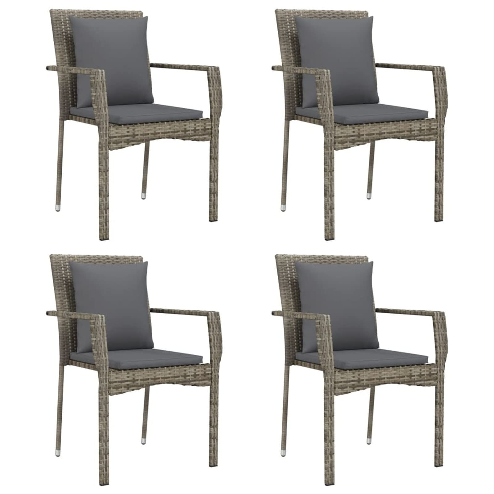 3185103 Set da Pranzo Giardino 5pz Nero e Grigio con Cuscini Polyrattan Testata in Legno,Testata Letto Matrimoniale Muebles Dormitorio Spalliera Letto Testiere per Letto Matrimoniale