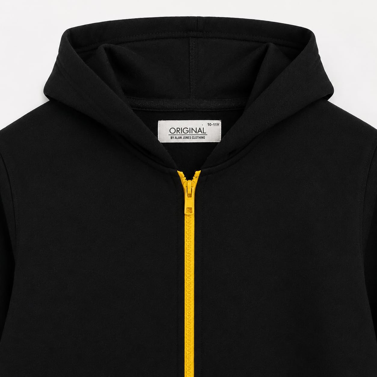 Alan Jones Clothing Boys Hooded Sweatshirt | Full Zip Closure | Full Sleeves | Kangaroo Pocket | Regular Fit | Winter Jacket for Boys | Age 5-16 Years (Black_9-10 Years) 2