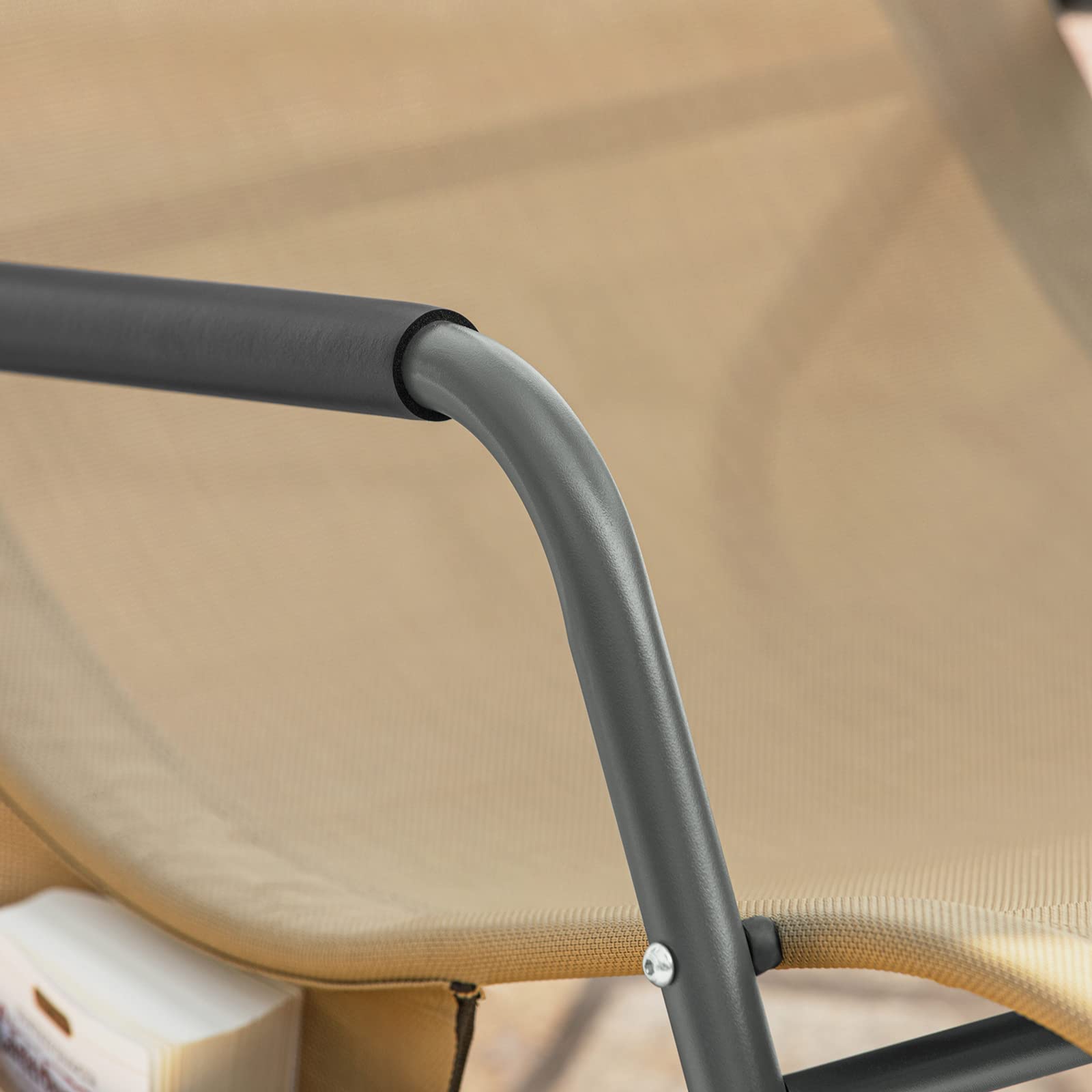 SoBuy® 2 stuks OGS28-Schx2 schommelstoel voor de tuin, met voetensteun en 1 zijvak, zonnebaden, schommelstoel – zwart