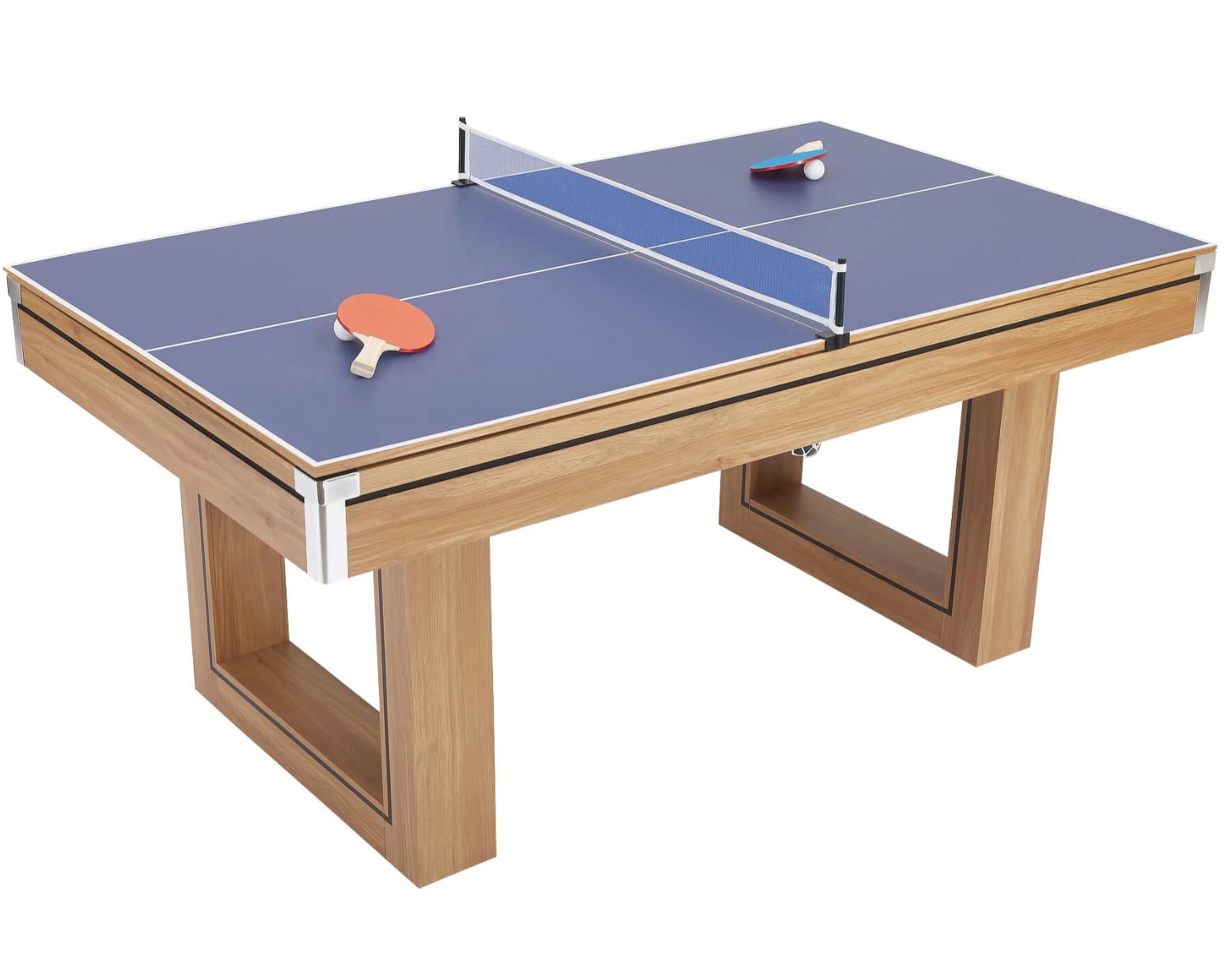 Tavolo da biliardo multifunzionale con piano da pranzo e ping pong, 1,8 m/2,1 m, tutti gli accessori inclusi, perfetto per giochi in famiglia e tempo libero