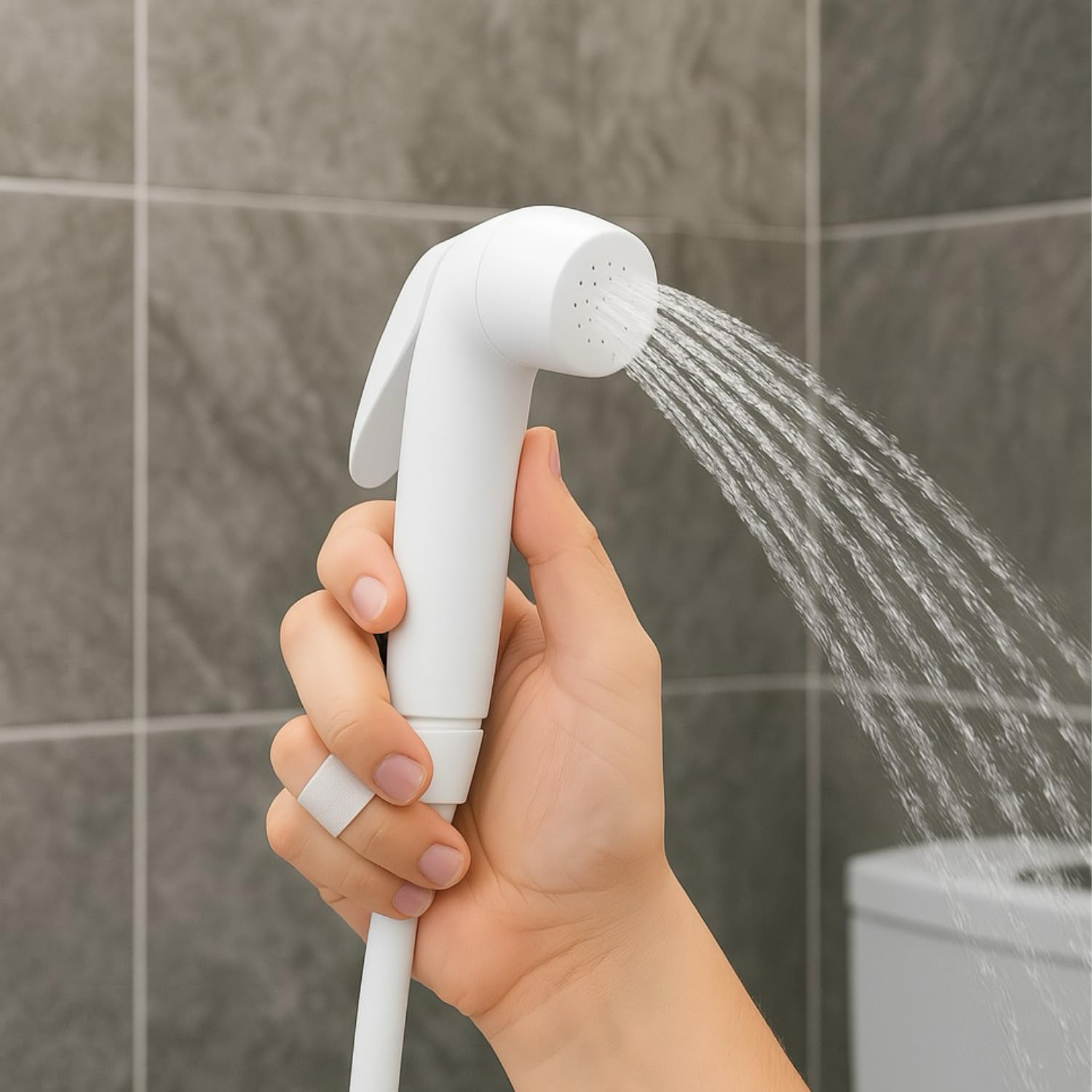 HOMEMATES White ABS Handheld Bidet Spray Set for Toilet, High-Pressure Jet Sprayer with 1.2m Hose, Leakproof Nozzle, Wall Hook & Screws for Bathroom Hygiene 2