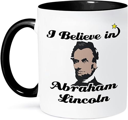 Miniatura 2 de 3dRose I Believe in Abraham Lincoln - Taza de dos tonos, 11 onzas, negroblanco