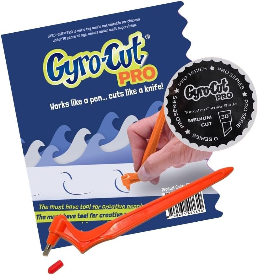 Genuine Gyro-Cut PRO - Craft Tool with Medium Nib - Rotating Medium Card/Fabric Nib - Stencil Making and Scrapbooking Applique
