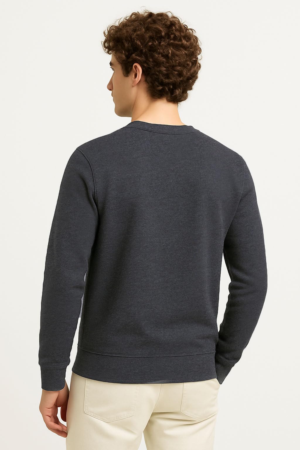 Sweat Shirt à Col Rond en Polaire pour Homme, Sweatshirt à Manches Longues pour Homme