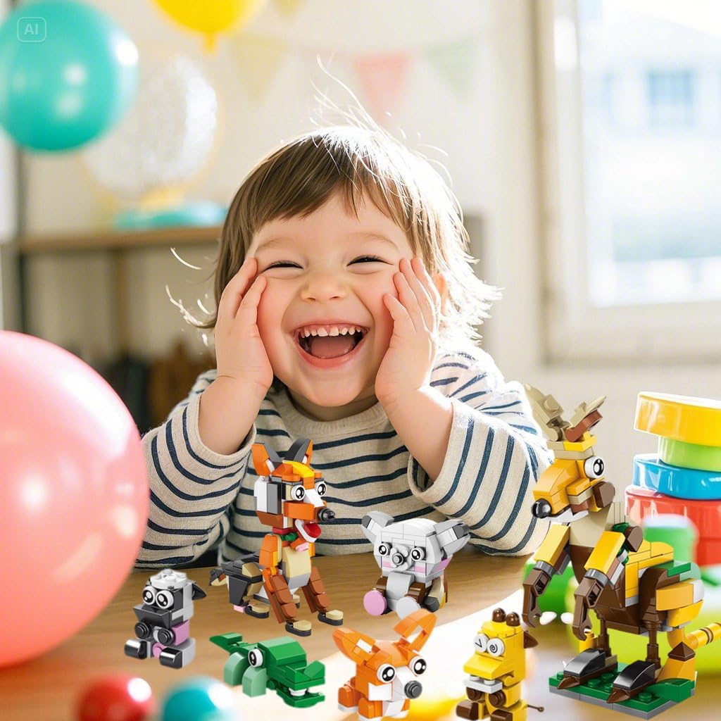 30 Packs Building Blocks Party Favors for Kids, 10 in 1 Mini Animals Building Block Sets for Classroom Prizes, Birthday, Party Favors Return Gifts, Valentines, Easter Gifts (Animals)