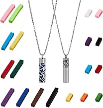 SUPERFINDINGS 2 Sets Halskette Mit Ätherischen Ölen 55.5cm Diffusor Öl Anhänger Halskette Mit Austauschbaren Parfüm Pads Aromatherapie Flasche Edelstahl Halsketten für Geschenke zum Valentinstag