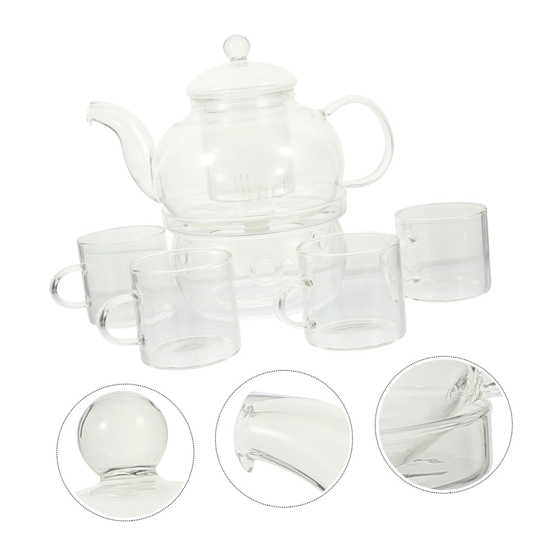 Hitzebeständiges Teekannen Satz aus Glas mit Kerzenständer und Filter Antiverbrühender Schutz und Tragbares Chinesisches Kungfu Teeservice für Teeliebhaber