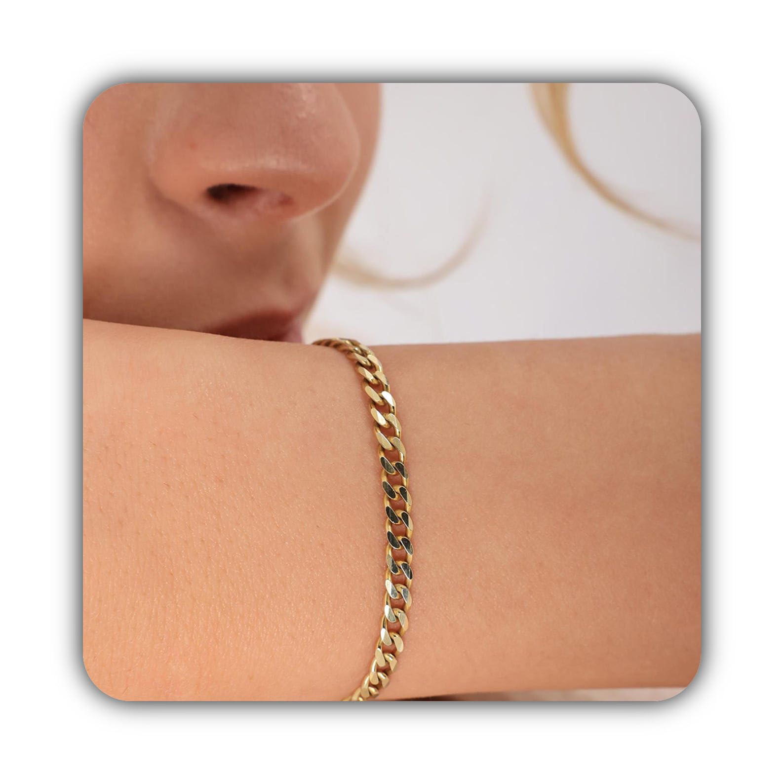 Argento sterling catena bracciale per donne, 14K oro Figaro ritorto graffetta cubano catena veneziana gioiello, Stile quotidiano