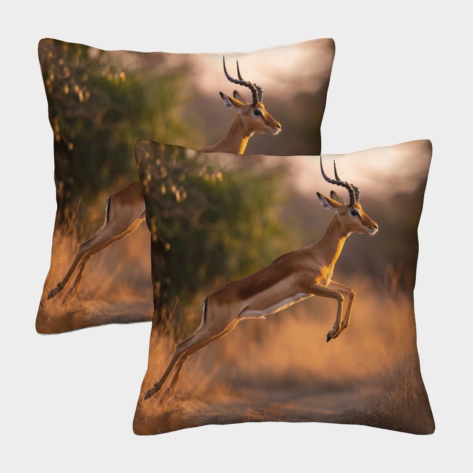 kaiyun 2 Pack Antelope Leaping Pillowcase 40x40cm, Cushion Cover,3D Digital Printing Bed Sofa Decorative