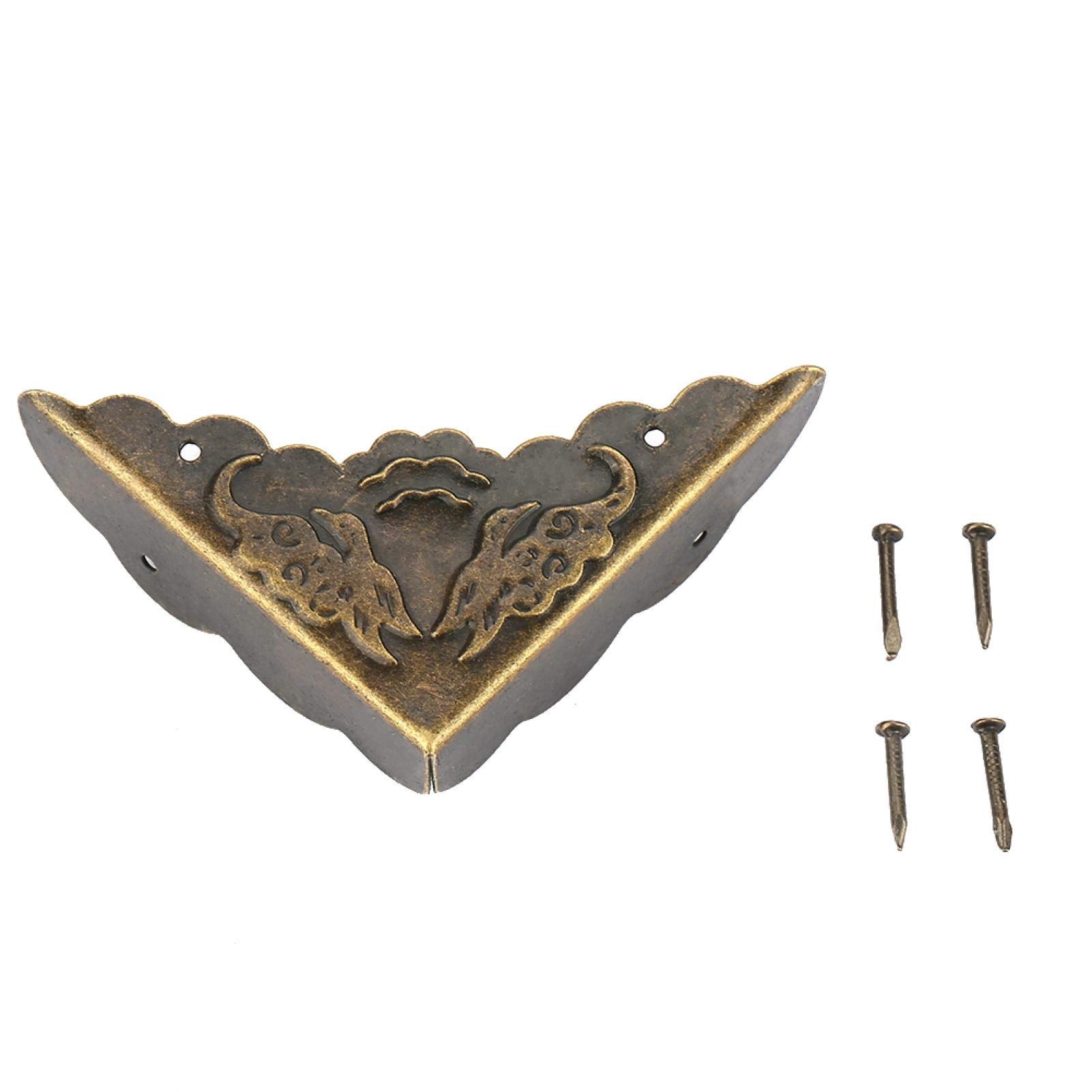 Oumefar Bronze 12Pcs Corner Protector Vintage Decorative Furniture Corner For Wood Case Jewelry Chest Storage Box Feet Legs Corner Protector