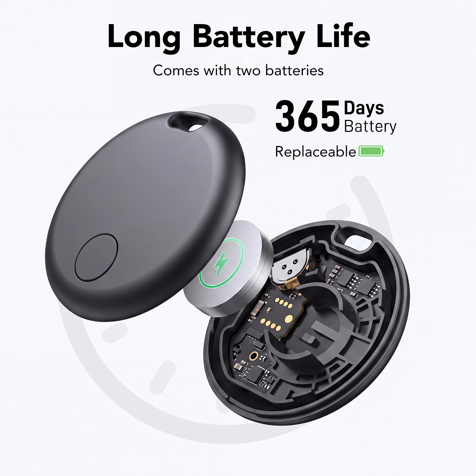 Smart Traceur Tag Lot de 4, Compatible avec Apple Find My et Google Find Hub, Localisateur Bluetooth Android & iOS, Batterie Remplaçable, Étanche IP68, pour Clés, Portefeuilles, Valises et Sacs
