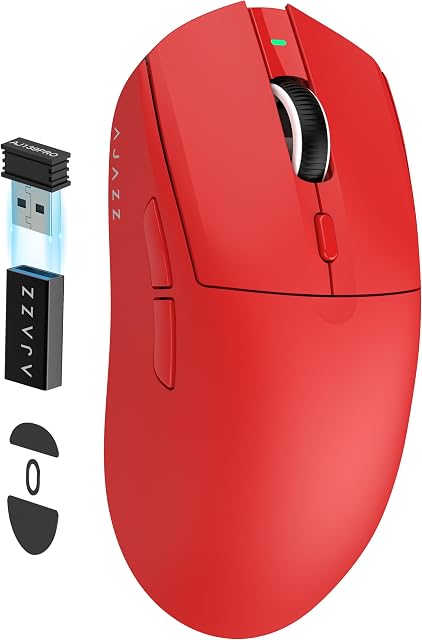 AJAZZ AJ139 PRO X SUPERLIGHT Bezprzewodowa Mysz do Gier,Ultralekka(59g),Pixart PAW3395 Czujnik Optyczny,26000DPI,2.4 Ghz/USB C Przewodowa,6 Programmable Buttons,200 Hrs Battery Life,do PC/MAC-Czerwona