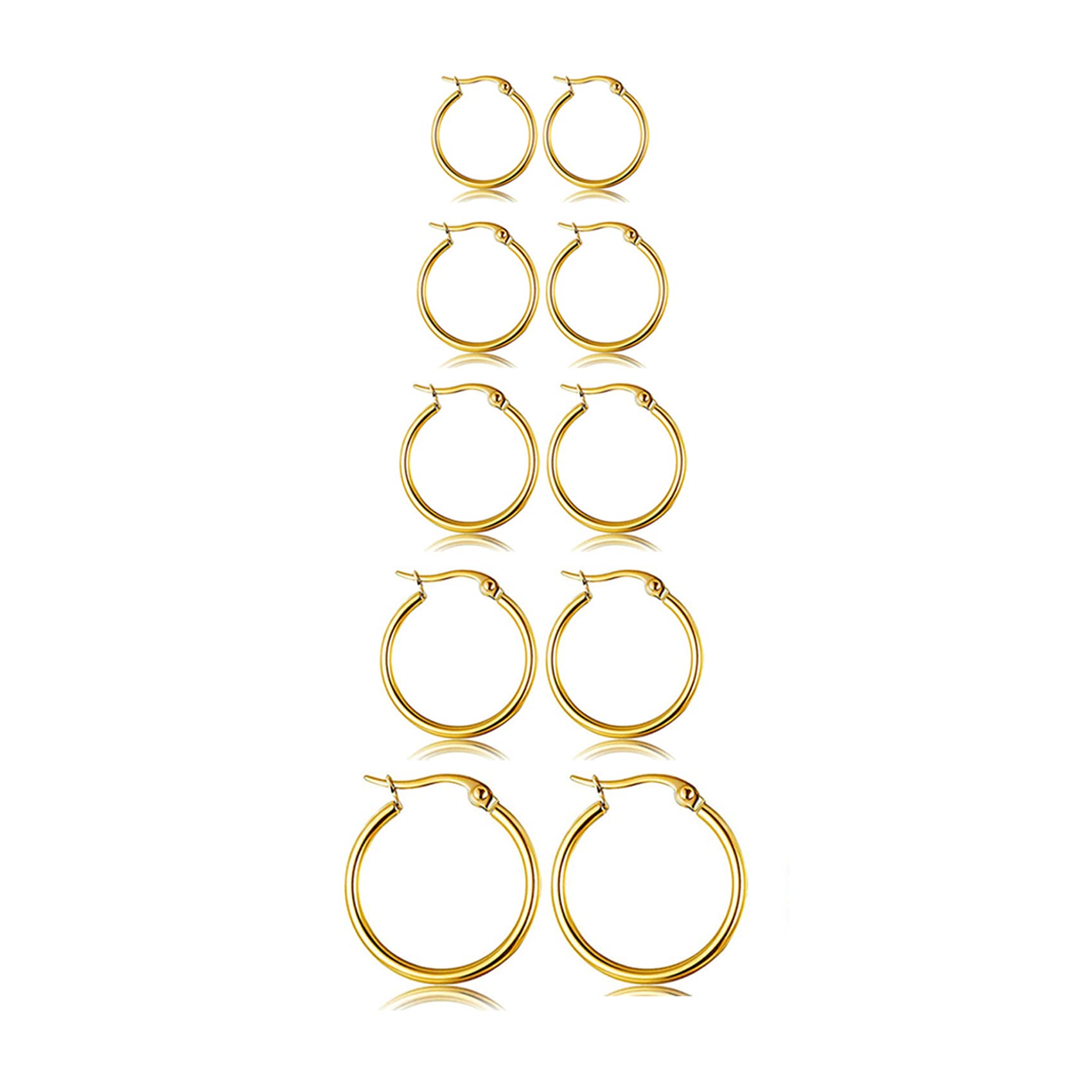 BMMYE5 Pairs Small Gold Hoop Earrings for Women, Stainless Steel Earrings Set Mens Girls Lightweight Thin Hypoallergenic Nickel Free Cartilage Earings