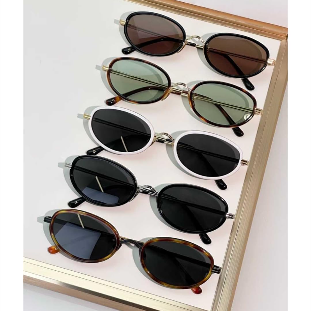 Gafas de sol con montura ovalada de metal, protección UV400, estilo retro.