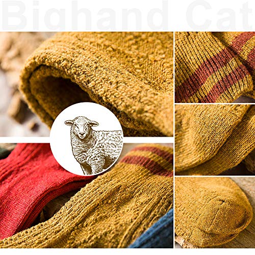 Image of IIG 5 Pairs Women's Vintage Style Thick Wool Warm Winter Crew Socks