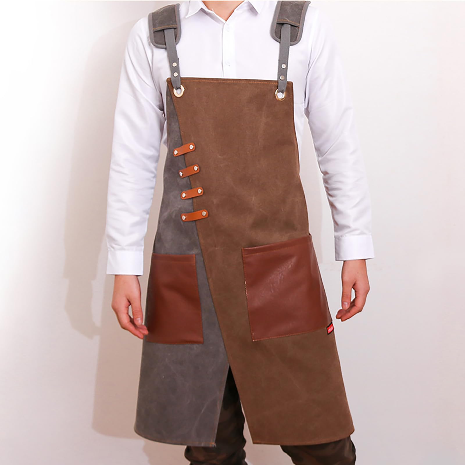 Fartuch Kuchenny Z Płótna, Regulowany, Krzyżowy Z Tyłu, Z Kieszeniami, Unisex, Do Gotowania, Grillowania I Pieczenia A,One Size