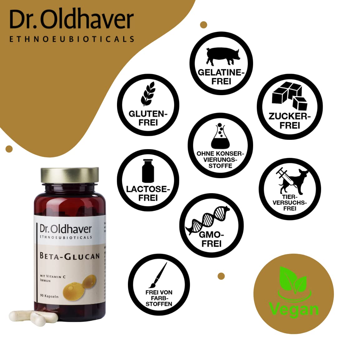 Dr. Oldhaver/Beta Glucan Vitamin C Immun/zur Unterstützung des Immunsystems/Beta-1,3/1,6-Glucan Kapseln/Acerola Extrakt / 90 Kapseln