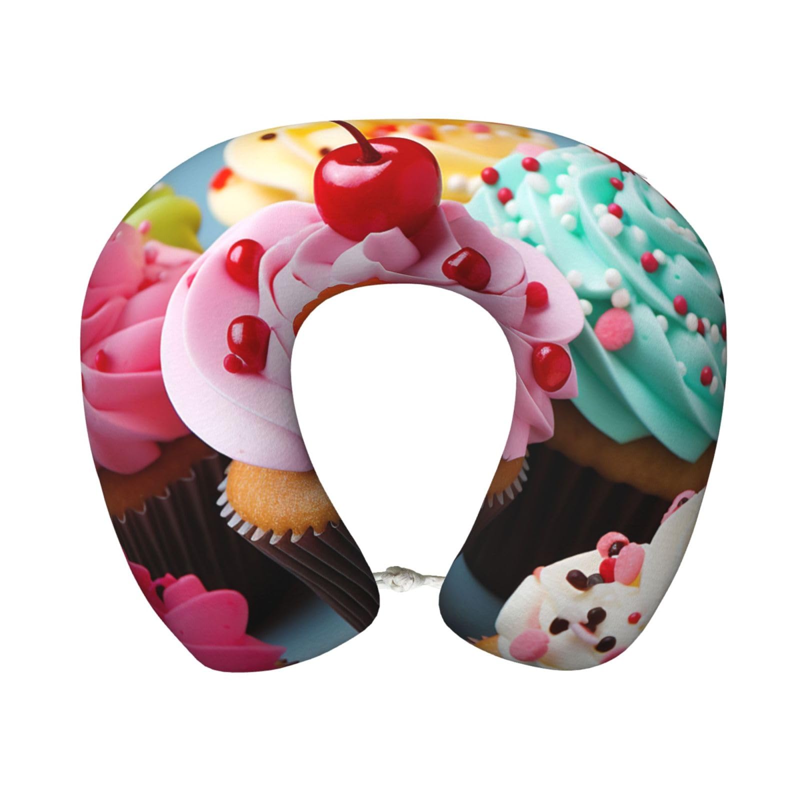 FekiLoot Travel Pillow for Sleeping, Cupcake Travel Neck Pillow Comfortable U Shape Memory Foam Neck Rest Support Portable Travel Accessories Suitable for Airplane Car Office