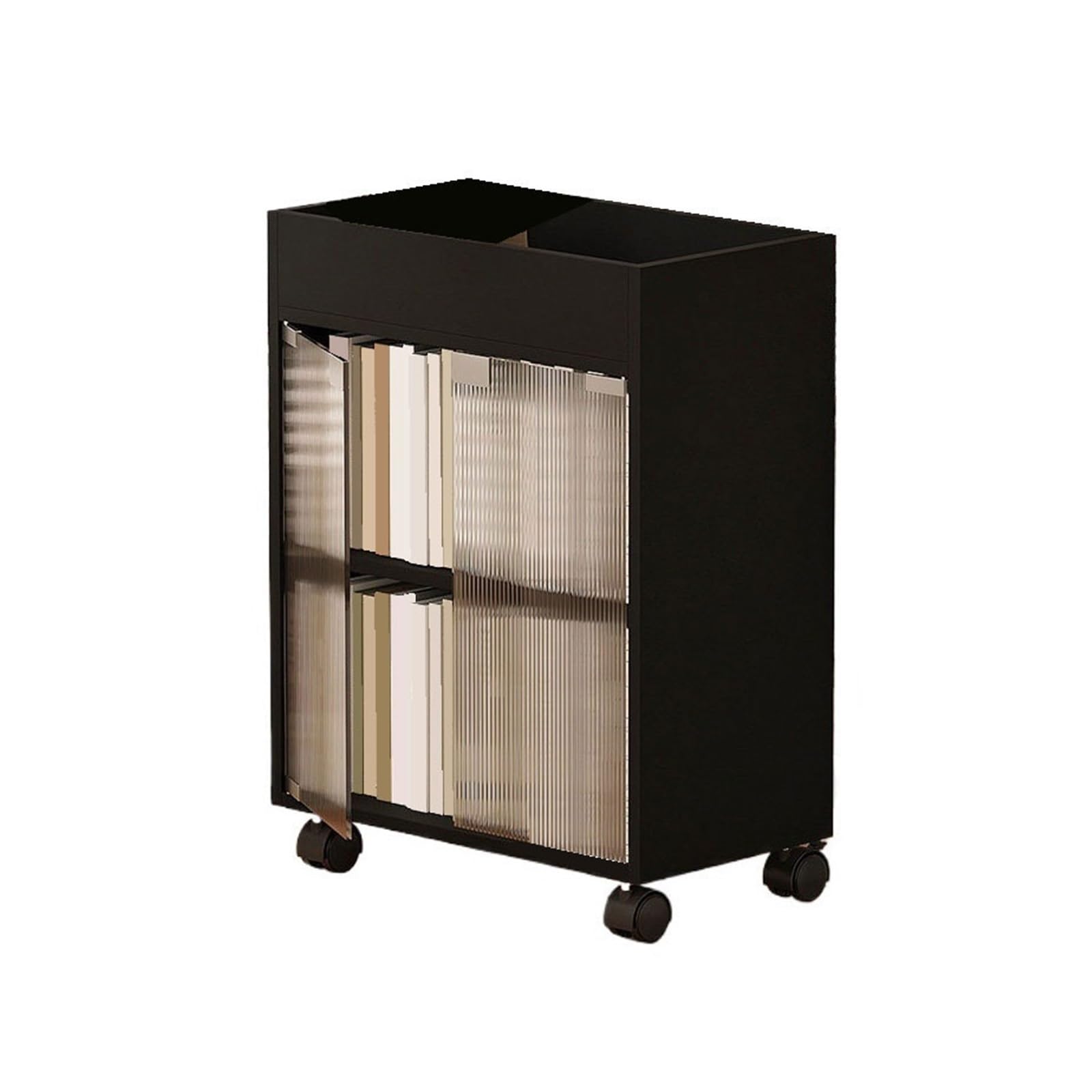 AYCDL Bookcase Under Table Density Board Small Bookshelf with Acrylic Doors Office Mobile Storage Cabinet Display Shelf