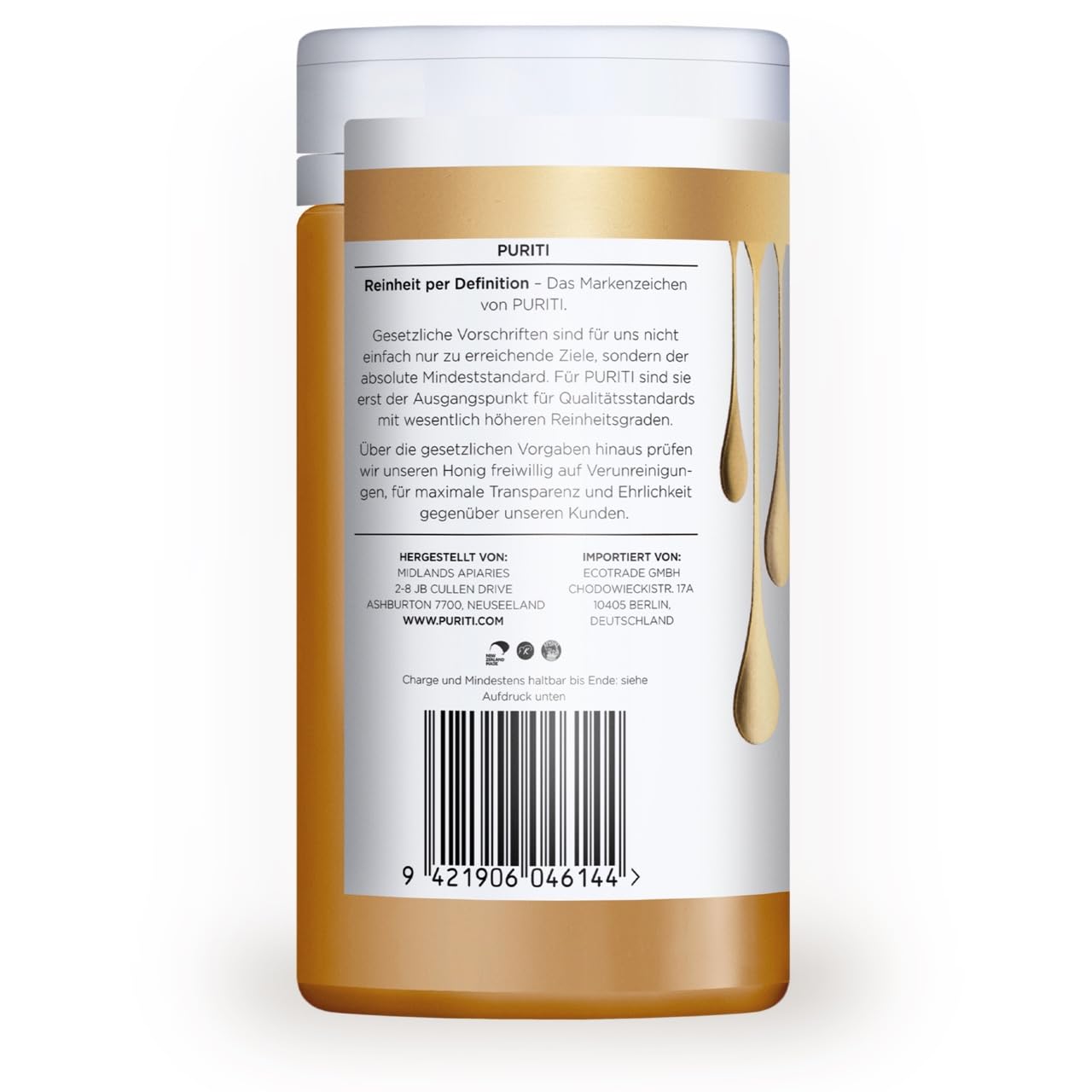 PURITI Manuka Honig MGO 550+ 500g aus Neuseeland mit zertifiziertem Methylglyoxal Gehalt - Laborgeprüft, Direktimport, reines Naturprodukt, frei von Zusatzstoffen
