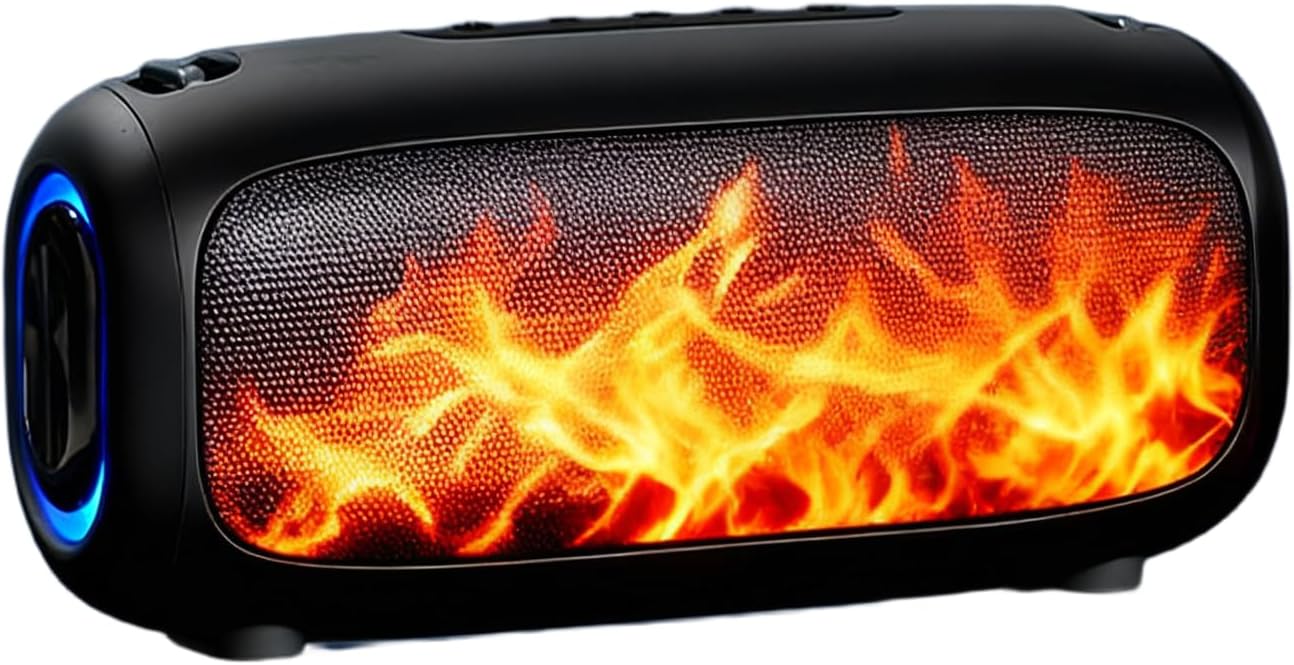Bluetooth Speaker with Flame Effect Light, 10W Portable Outdoor Speaker, IPX5 Waterproof, RGB Color Changing, 45ft Range