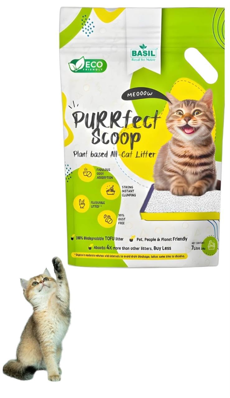 Basil Purrfect Scoop Cat Litter | Plant Based TOFU Cat Litter | 7 LTR | 100% Natural & Biodegradable (Milk Scent) (Pack of 1) (B0CZY2VNLC) Amazon Price History, Amazon Price Tracker