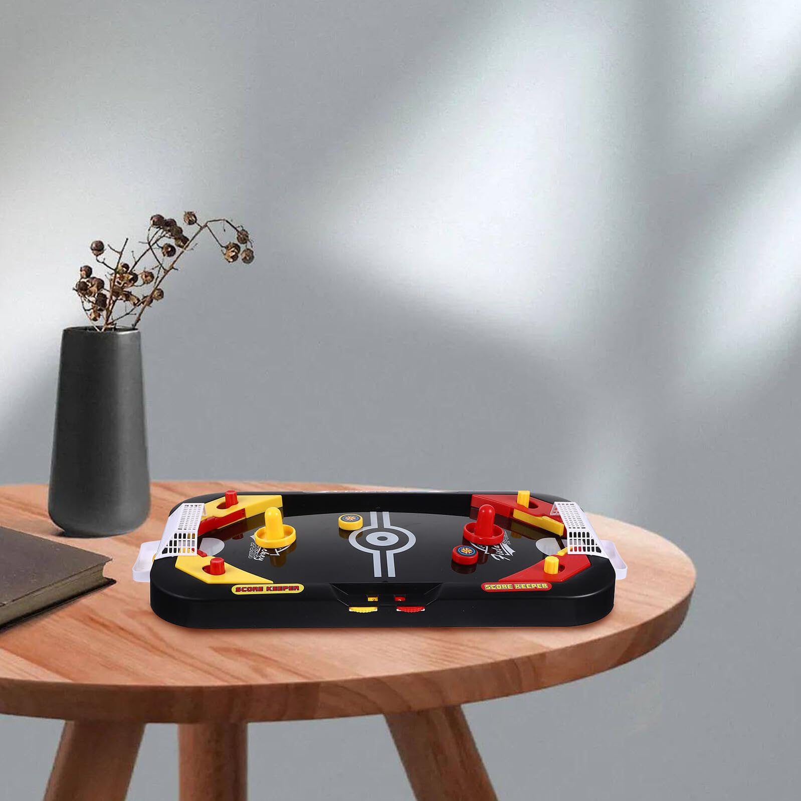 Mikinona Mini Hockey sur Glace Compétitif à 2 Joueurs Éducatif Noir en Plastique Jeu de Hockey sur Table pour Garçon et Filles Divertissement D'enfance