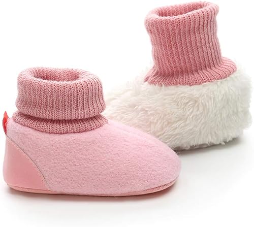 Miniatura 7 de myppgg Botines de forro polar para bebé y niña, para recién nacidos, acogedores, calcetines cálidos de invierno, antideslizantes, suela suave,