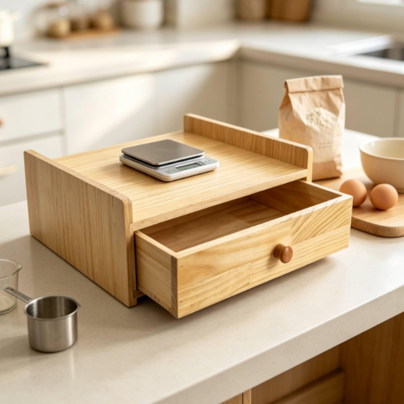 Perfeclan Contenedor para Caja Organizadora Soporte para Base Estable Estante de Madera con Paneles Laterales y Adecuado para Callejeros Locales Comerciales de Cobro