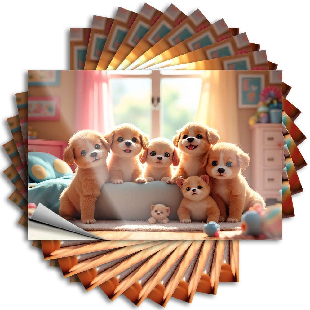 Stickers Autumn, Teens Garage A Group of Cute Puppies Sitting Together On A Couch | Funny Patio Decor(12X18CM)