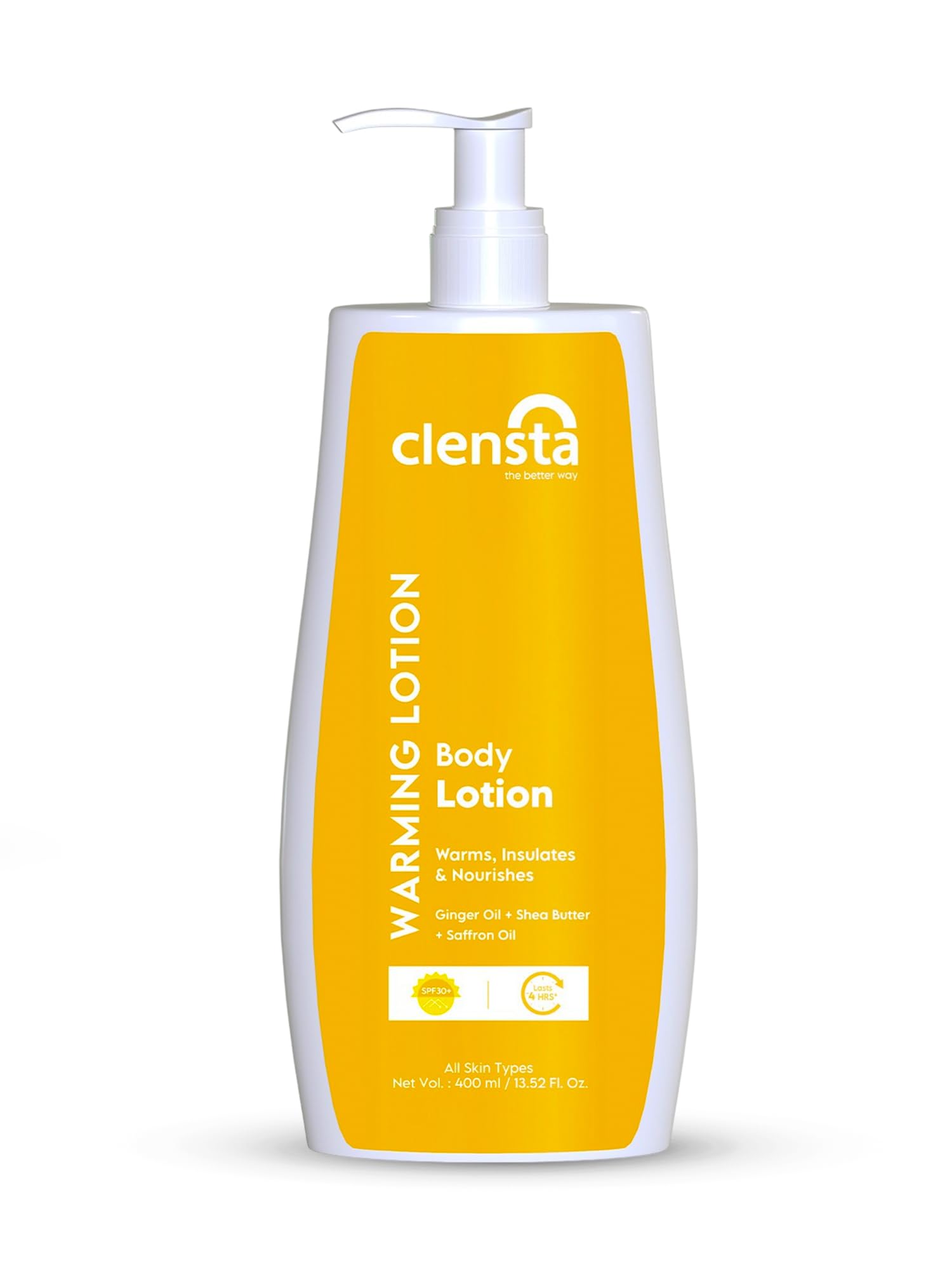 Clensta WARMING Body Lotion 400ml for All Skin Types Winter Women Men | Warms, Insulates & Hydrates Skin | Enriched with Ginger Oil, Shea Butter & Active Peptides-image-34