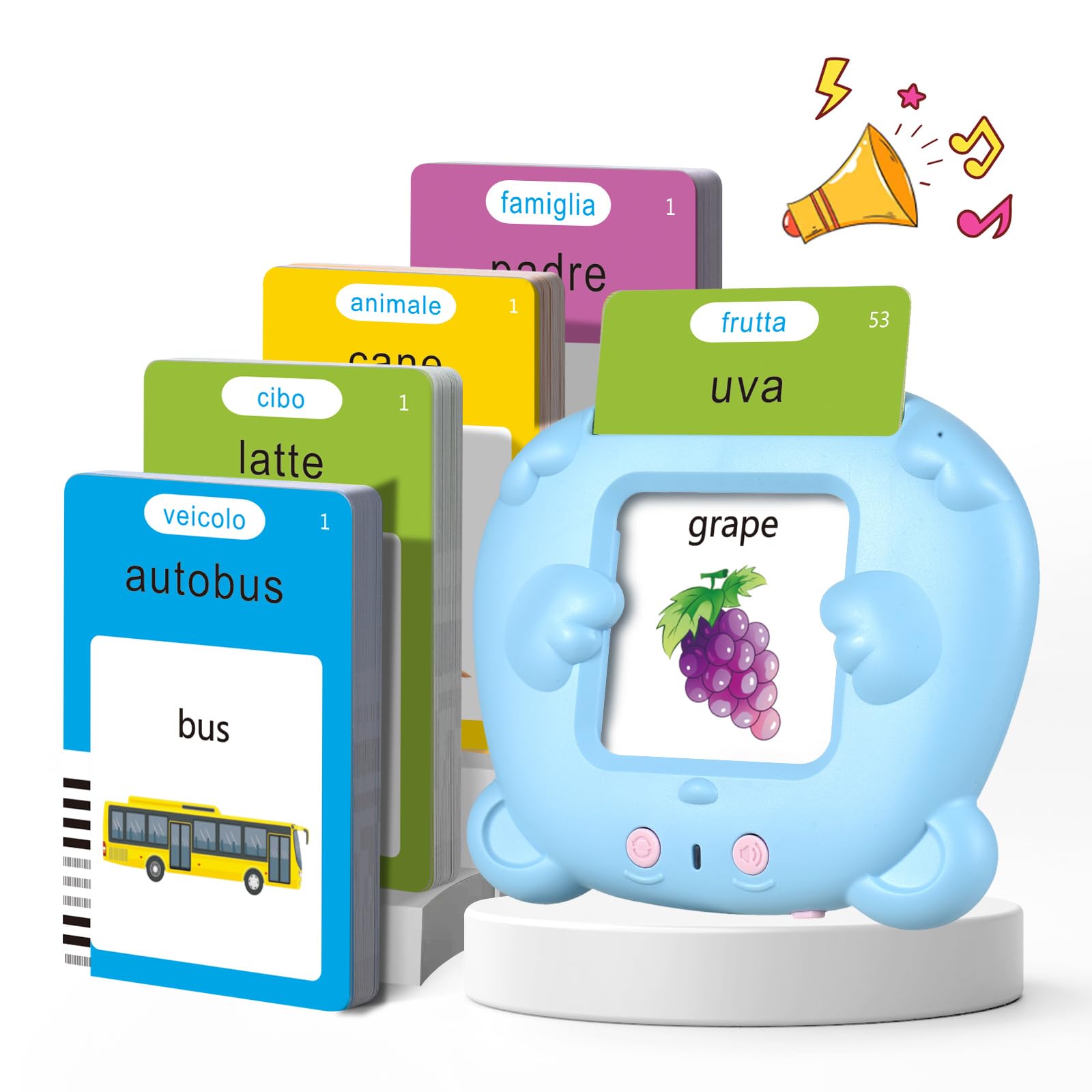 Talking Flash Cards Schede Flash Cards Parlanti Flash Cards Flash Cards Bambini Giocattoli Educativi per Bambini 3+ Anni Autismo Giochi Regali di Compleanno Giochi Montessori(Blu Italiano)