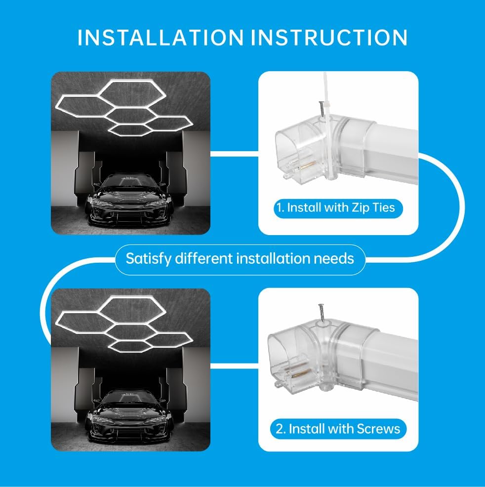 Updated Bigger Size Hexagon LED Garage Light with Rectangle Frame, 30,240LM Ultra-Bright, 5 Hex Grid Design - Ideal for Garage, Warehouse, Workshop, Gym, Basement Lighting