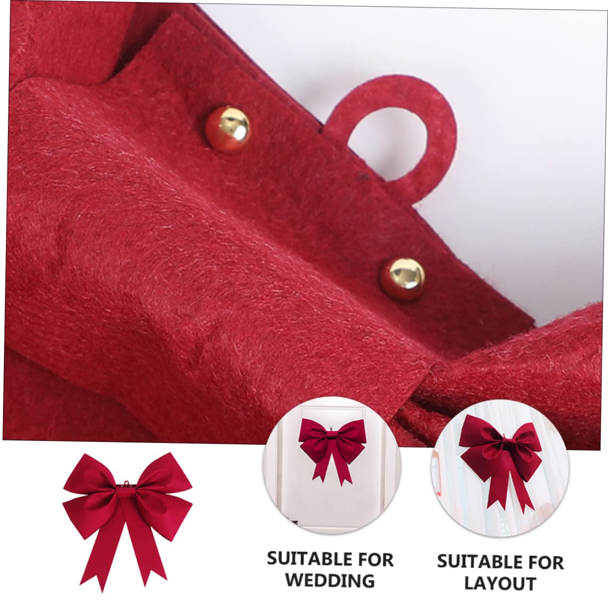 Nœud de Mariage Rouge en Tissu Non Tissé, 1 Lot Décoratif | Décoration Suspendue pour Mariage, Porte, Style Romantique Chic, Ambiance Festive