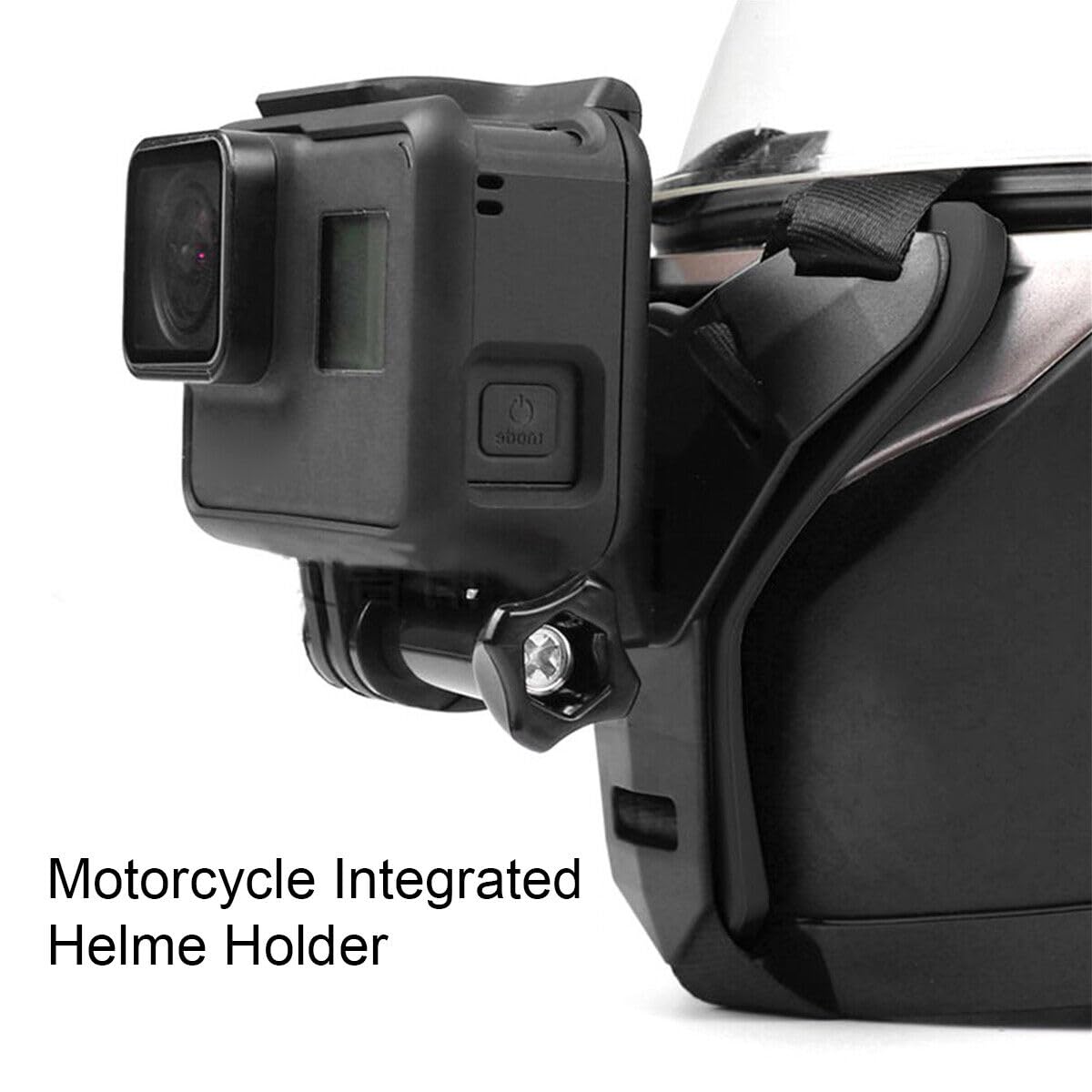 Supporto mentoniera casco motociclista, supporto videocamera GoPro Hero 2018 6 5 4 3 Session SJCAM AKASO Campark Polaroid Osmo (Black)