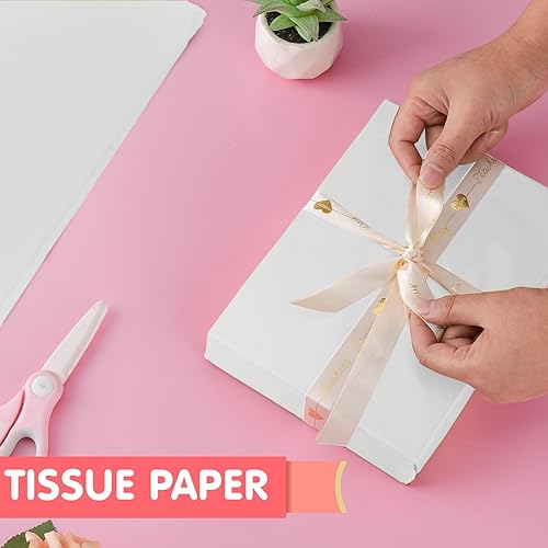Miniatura 5 de 50 hojas de papel de seda blanco para bolsas de regalo, 14 x 20 pulgadas, papel de regalo blanco reciclable para bodas, cumpleaños, proyectos de