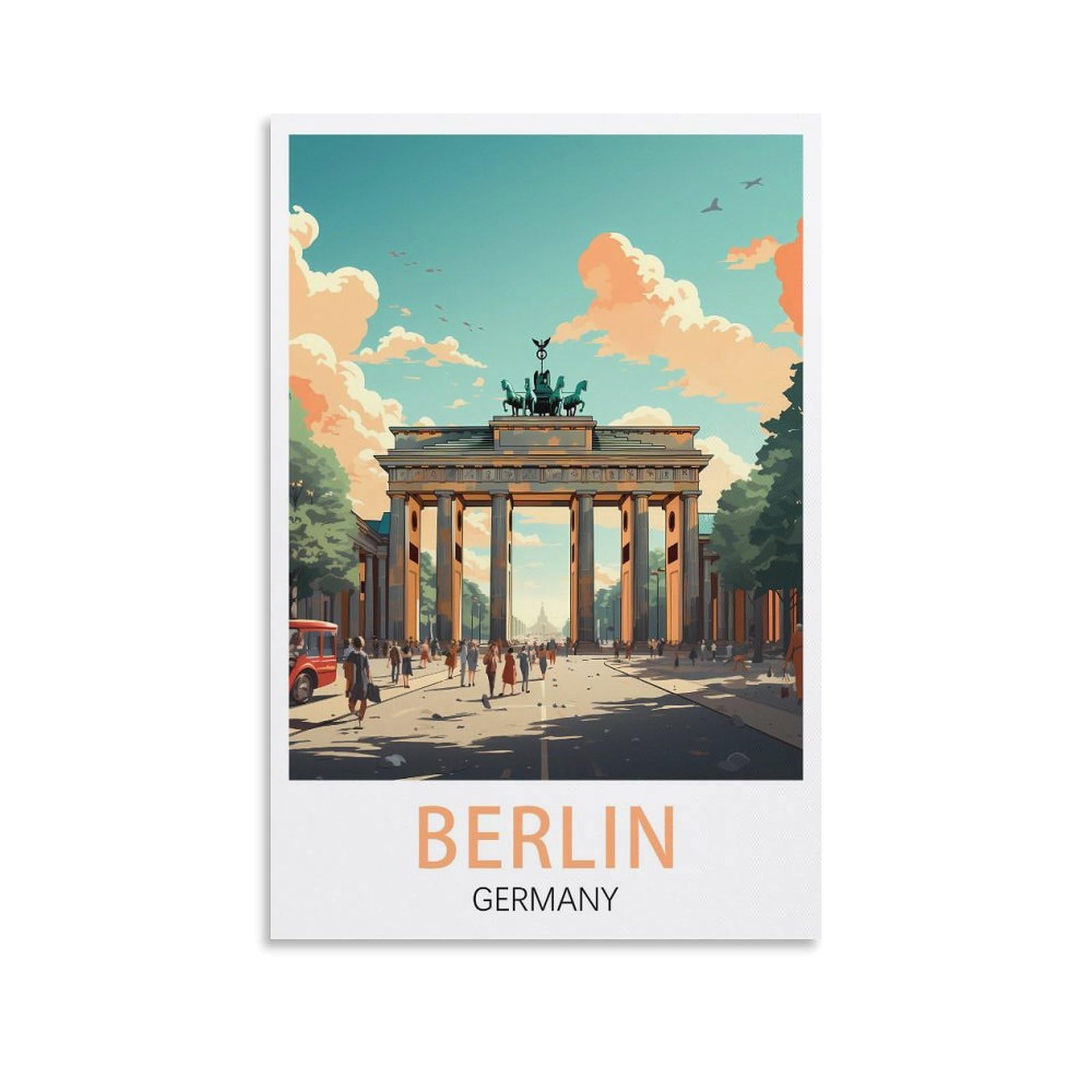 Lnmnjesg Unframe-Style Berlin Germany Vintage Travel Posters 12X18inch(30X45cm) Canvas Painting Wall Art, Wall Decor Pictures Prints For Living Room Bedroom