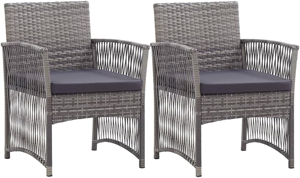 Patio Armchairs with Cushions 2 pcs,Lounge Armchair,Comfy Padded Chairs,Club Chair,Reception Chairs,Assembly Required,Fits Homes, Sunroom Room,Bars and Cafes, Anthracite Poly Rattan