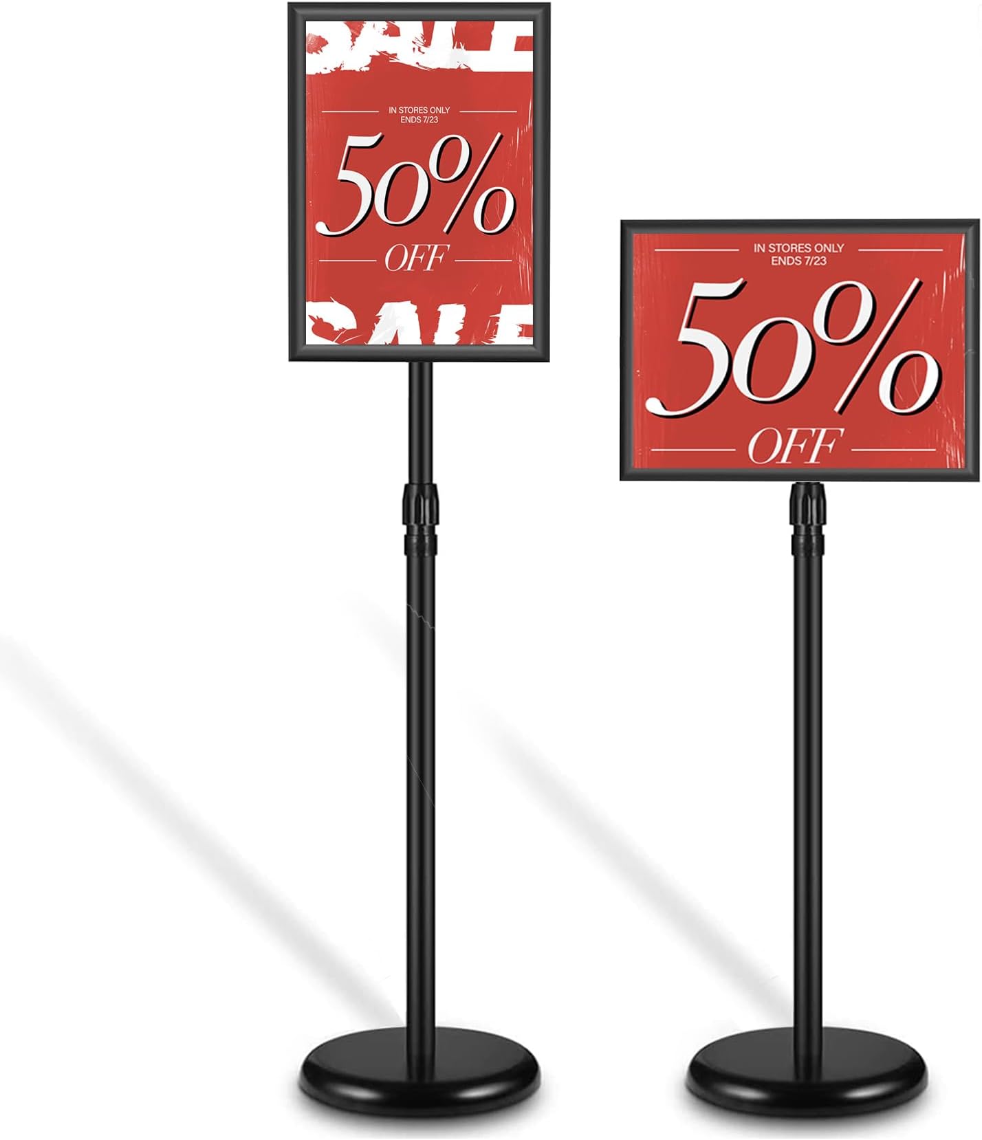 A4 Adjustable Sign Poster Stand, Floor Standing Sign Holder, Pedestal Poster Stand with Heavy Duty Base Display Business Shows Black 8.5 X 11 Inches