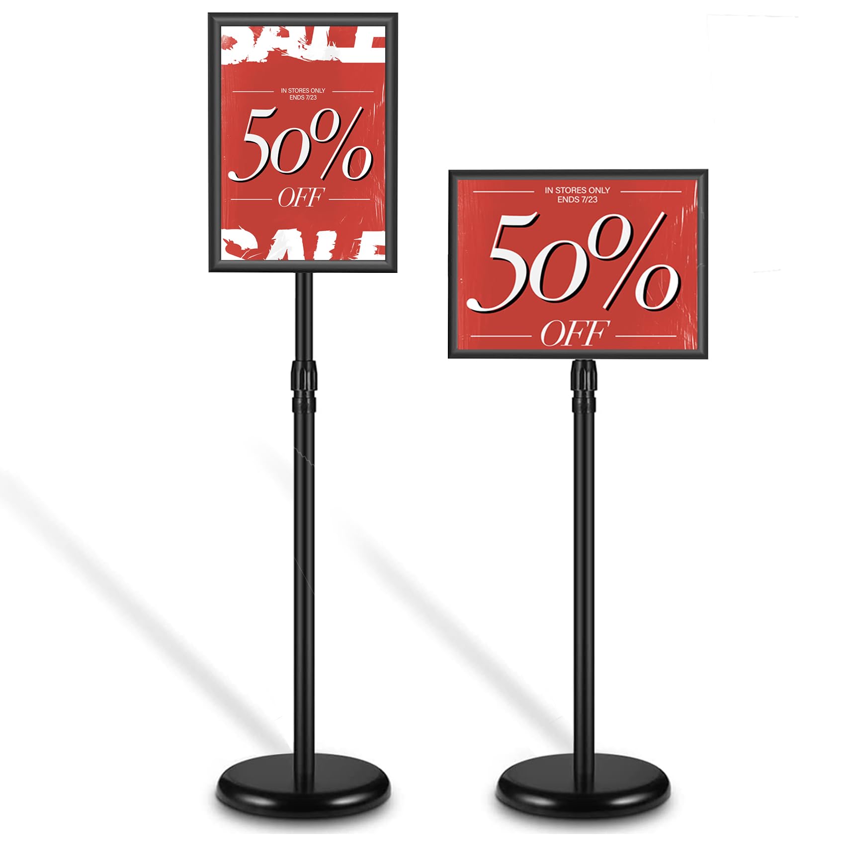 2 Pack A4 Adjustable Sign Poster Stand, Floor Standing Sign Holder, Pedestal Poster Stand with Heavy Duty Base Display Business Shows Black 8.5 X 11 Inches