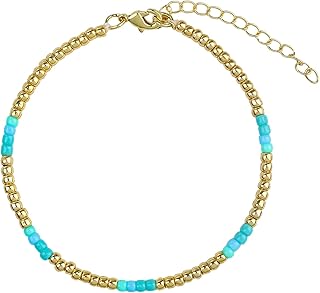 خلخال كلاسيك مطلي بالذهب بتصميم سلسلة أنيقة مزين بخرز جميل للنساء من كيلتش