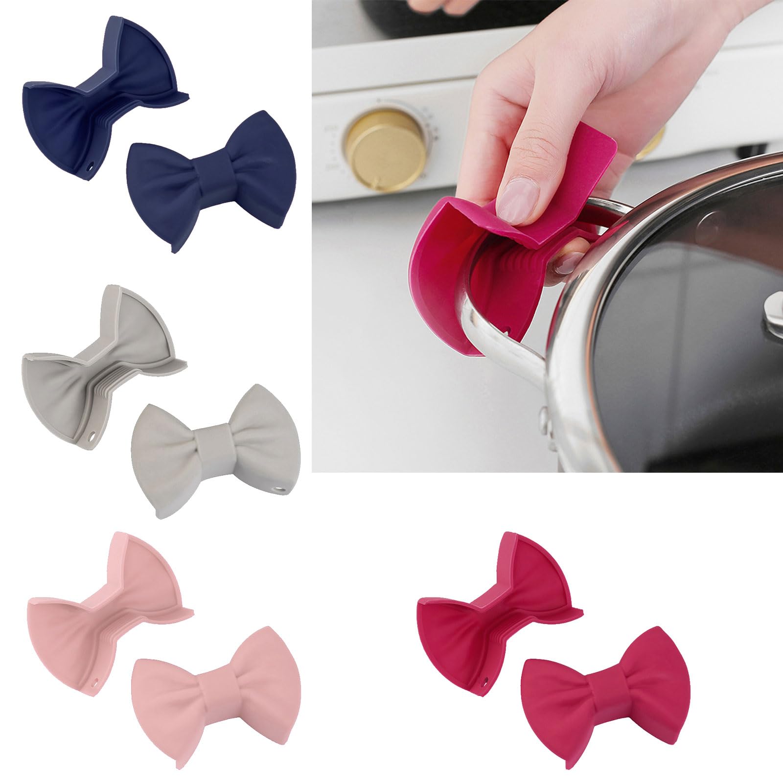 QIANQJL 2 piezas de silicona protector de dedos con clip de aislamiento térmico de silicona con clip de lazo para horno para cocinar y hornear de forma segura, color rosa 9