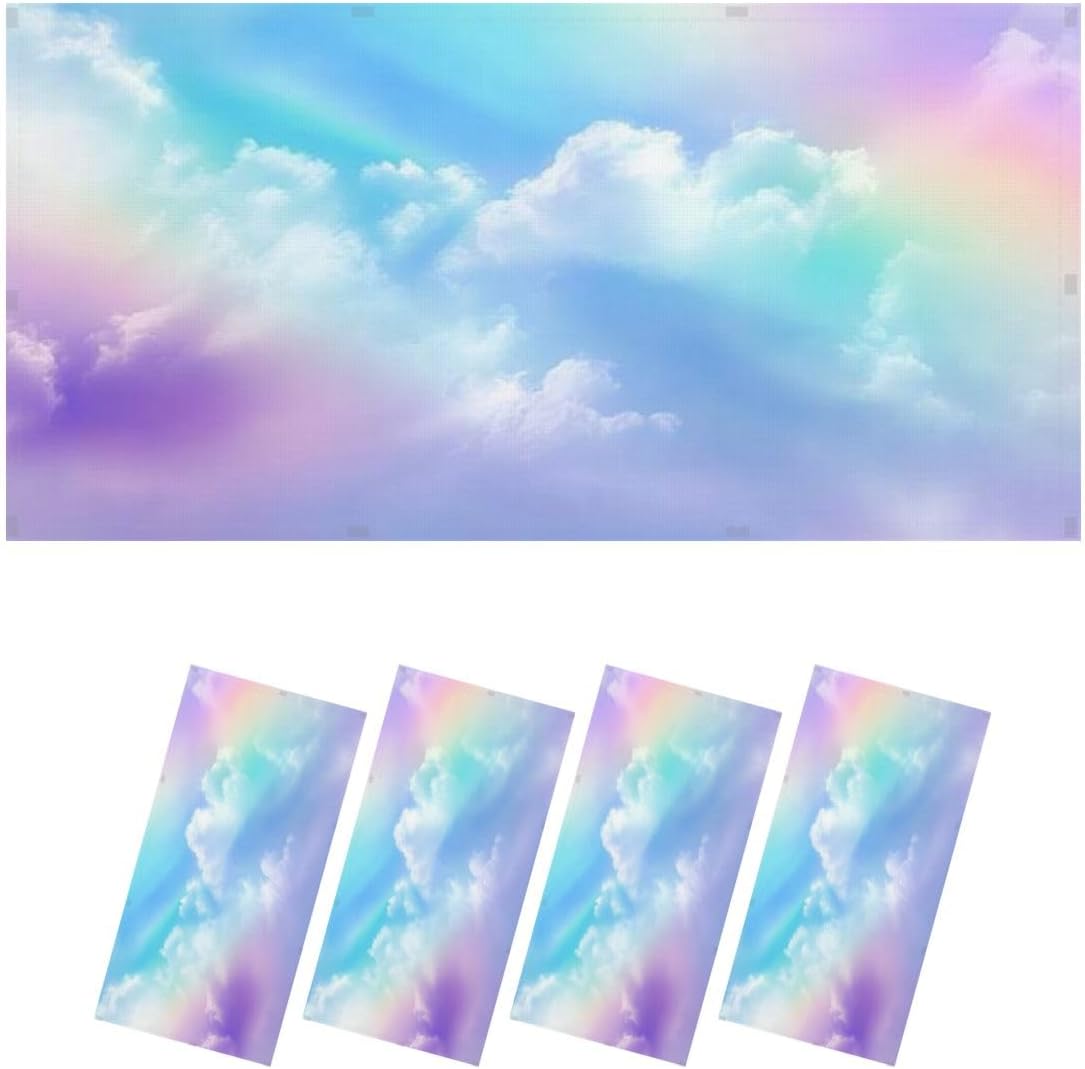 Fluorescent Light Covers for Ceiling Lights Sweet Pastel Sky Clouds Colorful Easy to Install Magnetic Light Filter for Classroom Office Hospitals School Home Decor