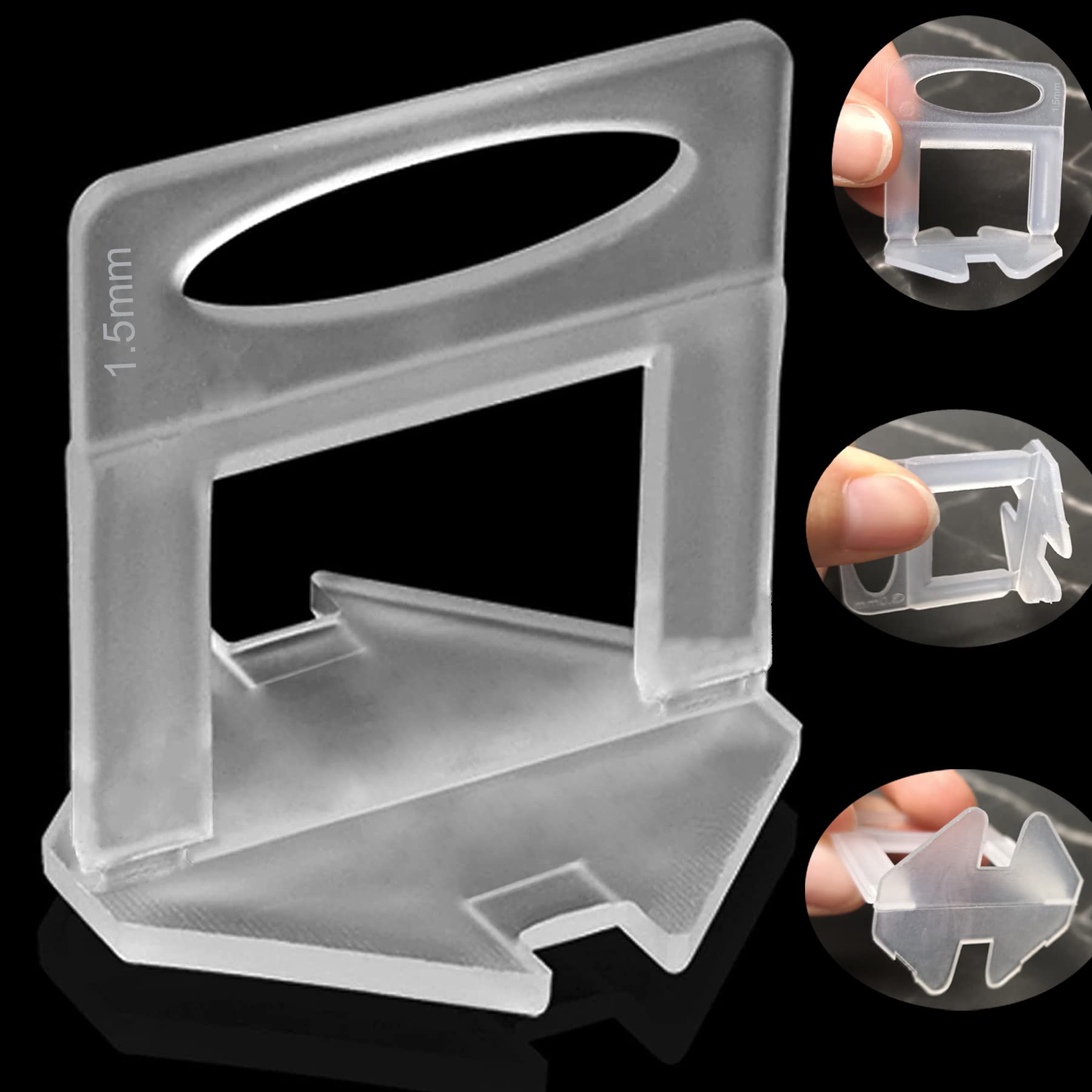 Tile Leveling System 1.5mm 300 Pcs for Professional Ceramic Tile and Stone Installation,Tiles Leveler Spacers Clips for Wall Floor 1.5mm, Spacers Only, 300 Pcs 1.5mm--300Pcs