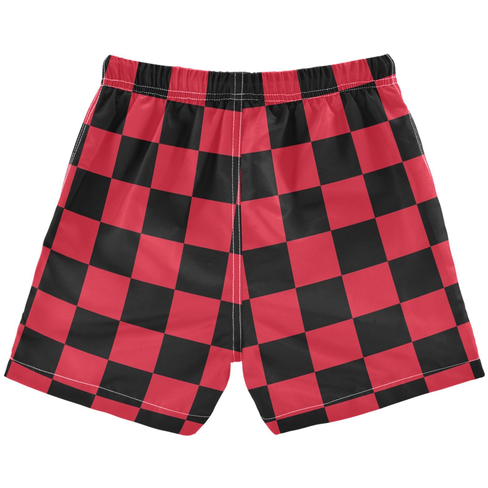 Pigsaly Boys Swim Trunks Red Black Squares Chess Checkered Toddler Beach Board Shorts Baby Summer Bathing Suit 3T