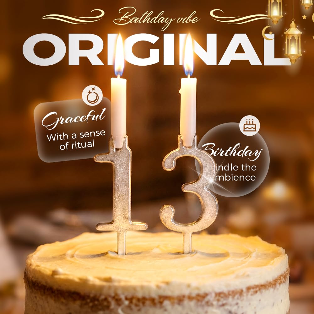 Lot de 3 bougeoirs numériques réutilisables en forme de chiffre en métal pour gâteau d'anniversaire 2026