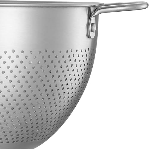 Miniatura 3 de Colador de acero inoxidable con mango y pies de reposo, colador de pasta de metal para pasta, fideos, arroz, verduras, frutas, apto para