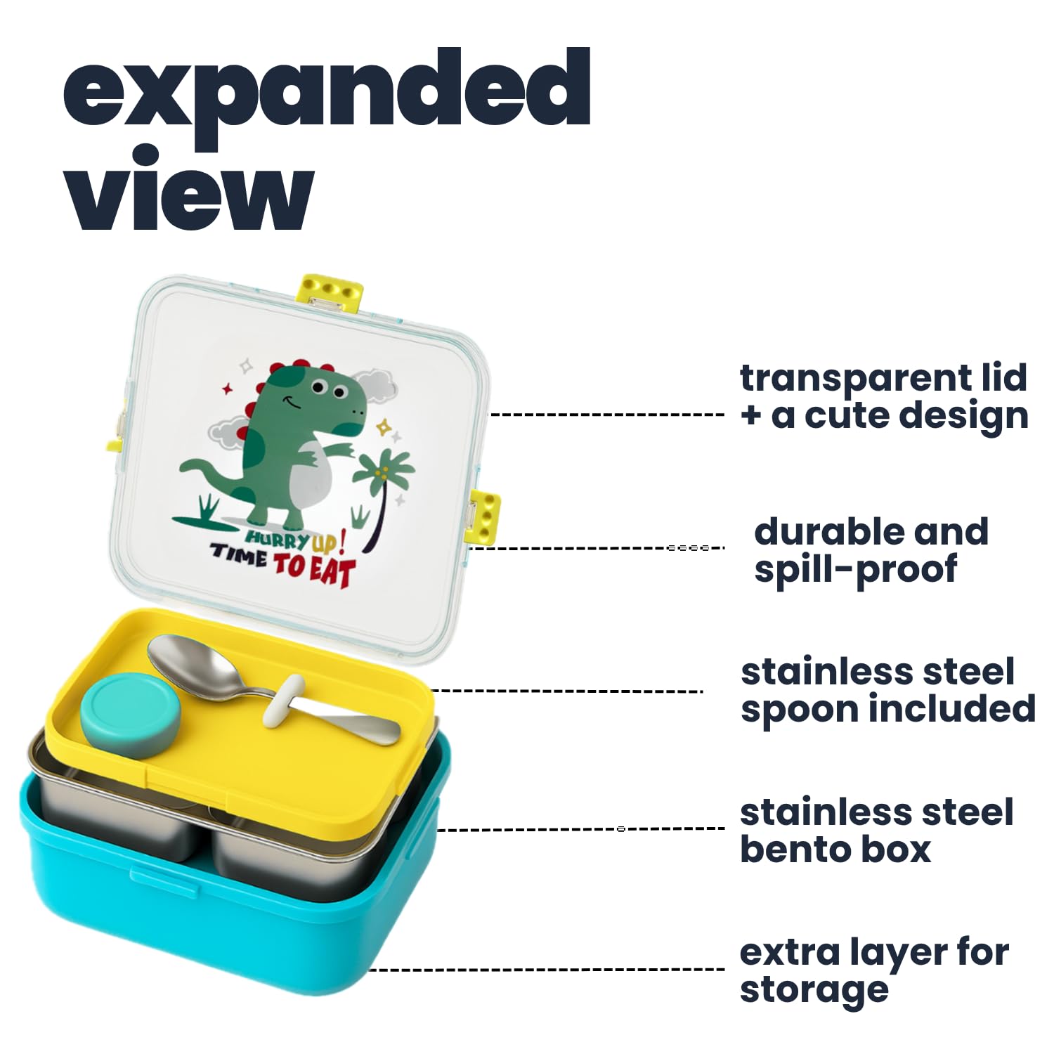 TuCo® Lunch Box 3 Compartment, 820ml, Yellow and Blue — Amazon image 9